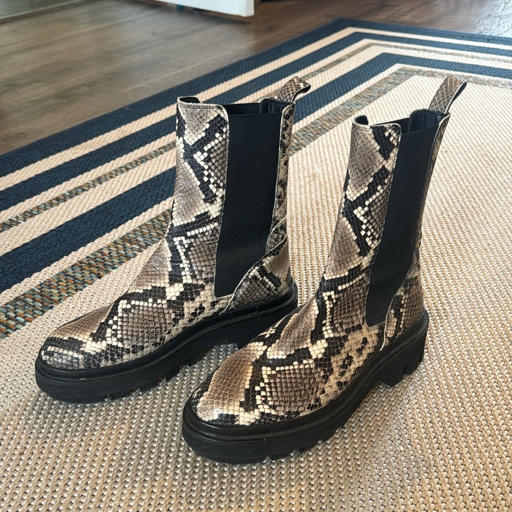 All Saints Faux Snake skin Chelsea boots
